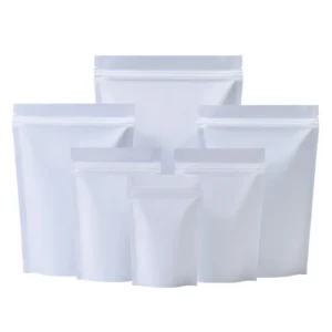 100Pcs Matte White Aluminum Mylar Foil Zip Lock Stand Up Bag Self Seal Tear Notch Reusable Doypack Food Snack Chocolate Pouches