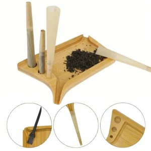 Bamboo Wood Herb Tobacco Rolling Tray with Funnel Tool Loader Cones Multipurpose Mini Wooden Rolling Trays Smoking Accessories