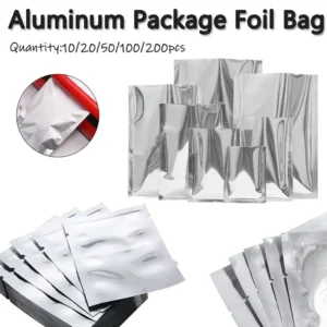 10-200pcs Silver Aluminum Foil Package Bag Storage Bag Open Tops Heat Seal Vacuum Mylar Foil Bags for Spice Powder Storage